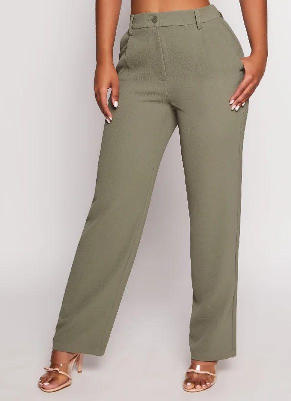 Elastic Back High Waist Dress Pants