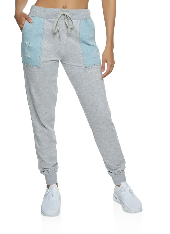 Denim Pocket Color Block Joggers