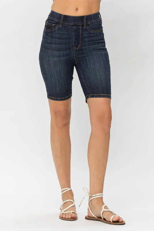 High Waist Bermuda Short In Denim