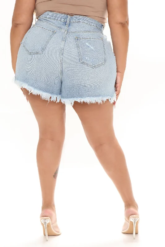 Hot Shot High Rise Denim Shorts - Light Wash