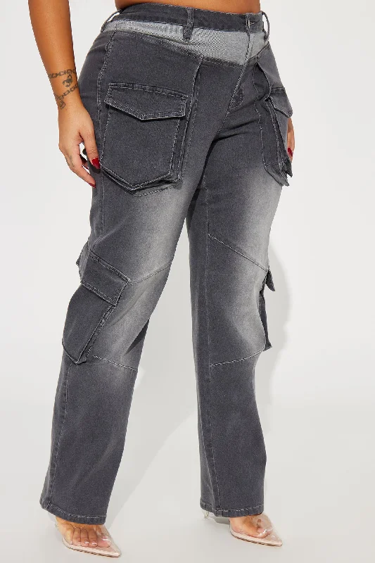 Isabella Stretch Cargo Jeans - Grey