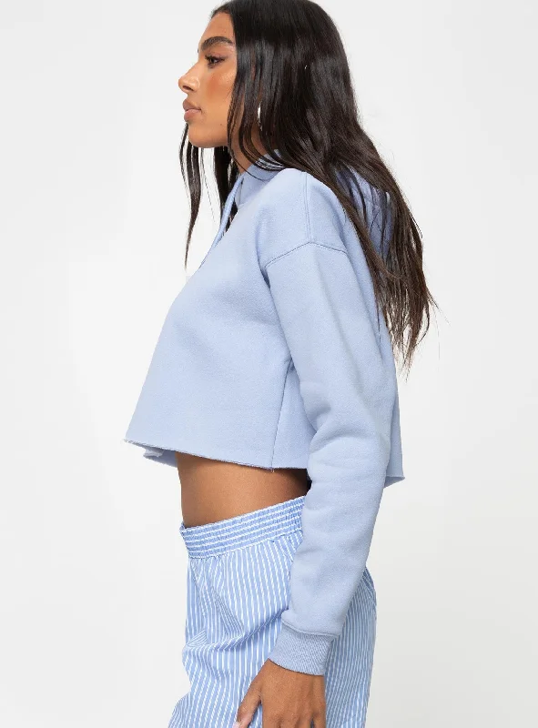 Je T'adore Crew Cropped Hooded Sweatshirt Pale Blue