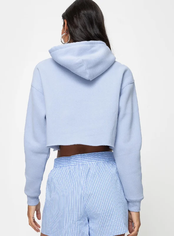 Je T'adore Crew Cropped Hooded Sweatshirt Pale Blue