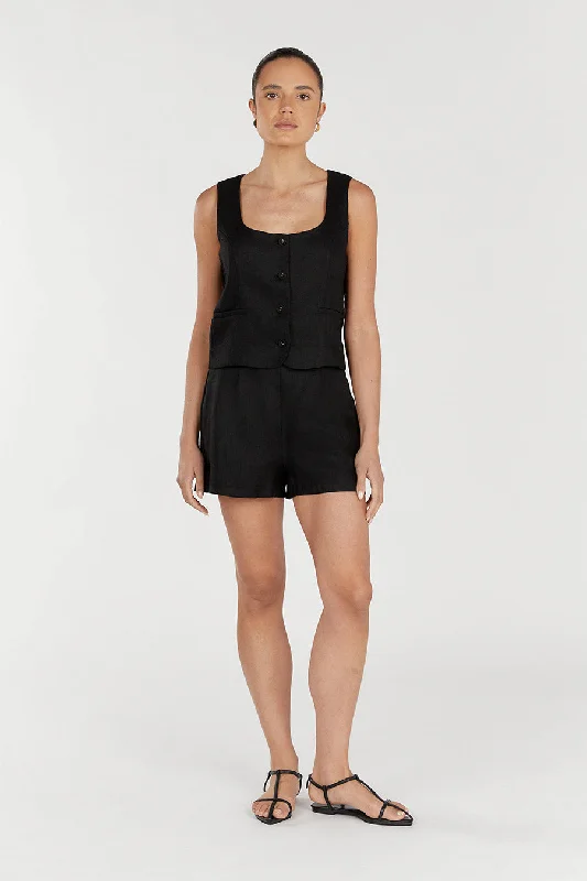 JESSIE BLACK LINEN SHORT