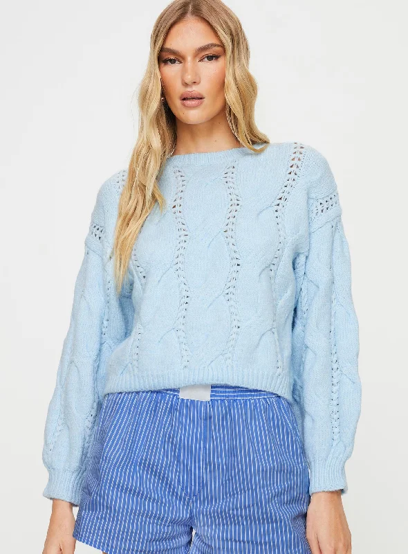 Keygan Cable Knit Sweater Blue