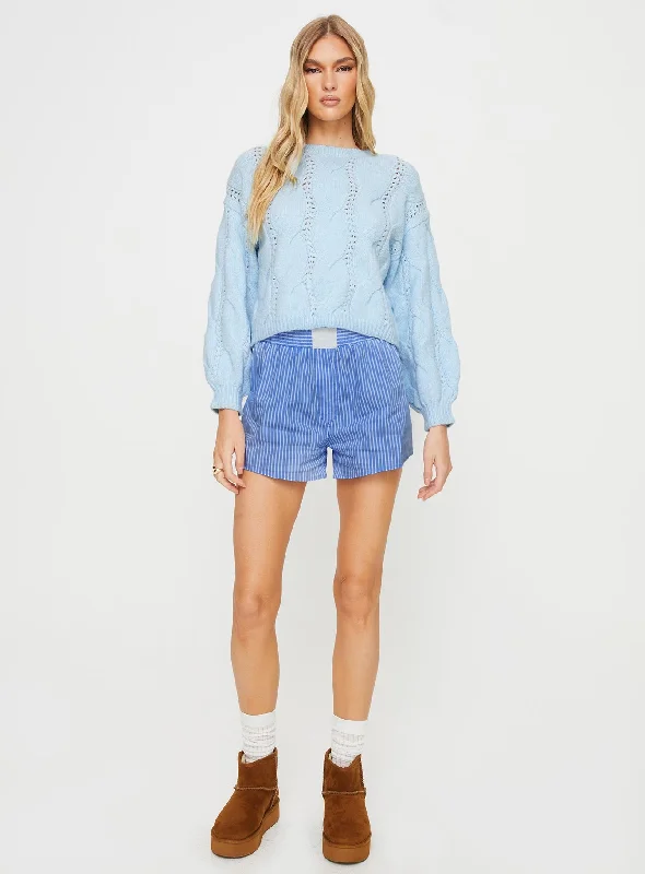 Keygan Cable Knit Sweater Blue