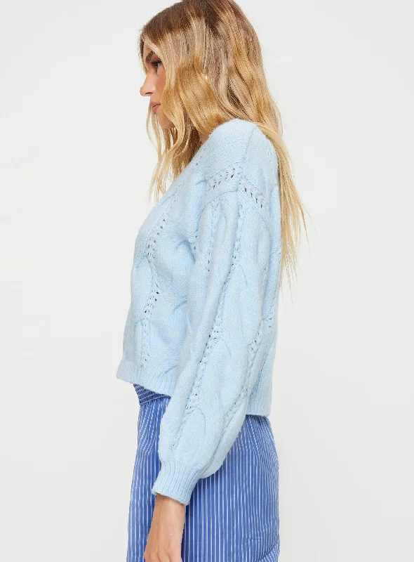 Keygan Cable Knit Sweater Blue