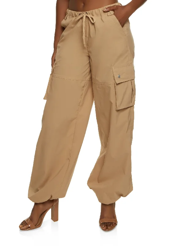 High Waist Cargo Parachute Pants