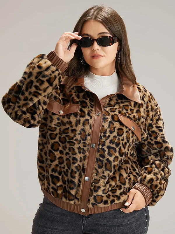 Leopard Patchwork Button Through Jacket