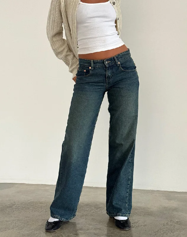 Low Rise Parallel Jeans in Bright Blue