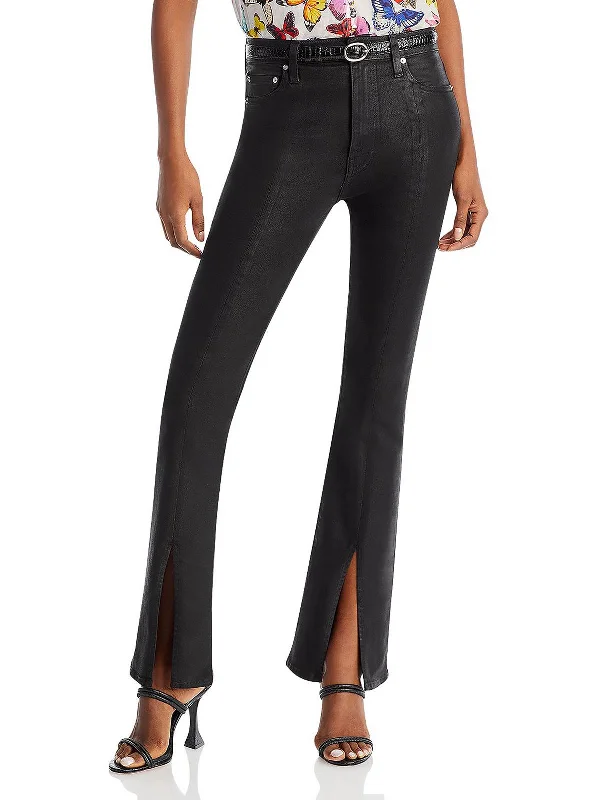 Lucia Womens Coated High Rise Straight Leg Jeans