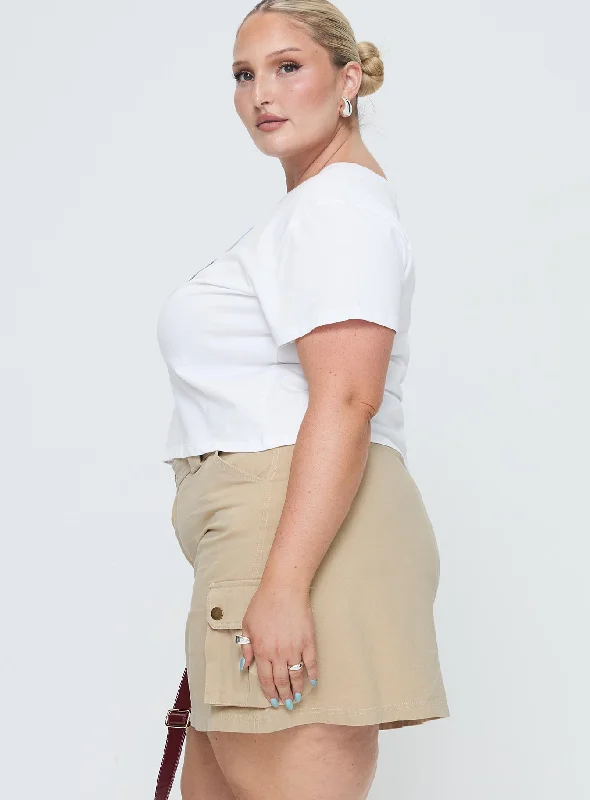 Lydie Cargo Mini Skirt Beige Curve