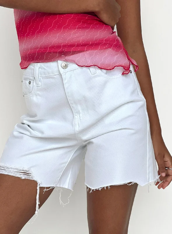 Maggie Denim Shorts White