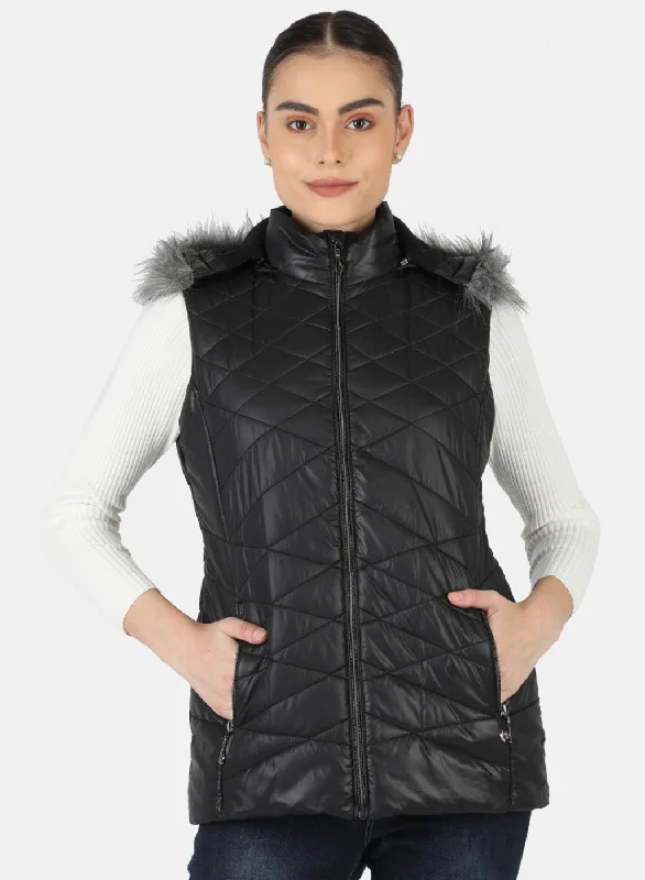 Women Black Solid Jacket