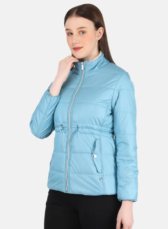 Women Blue Puffer Jacket