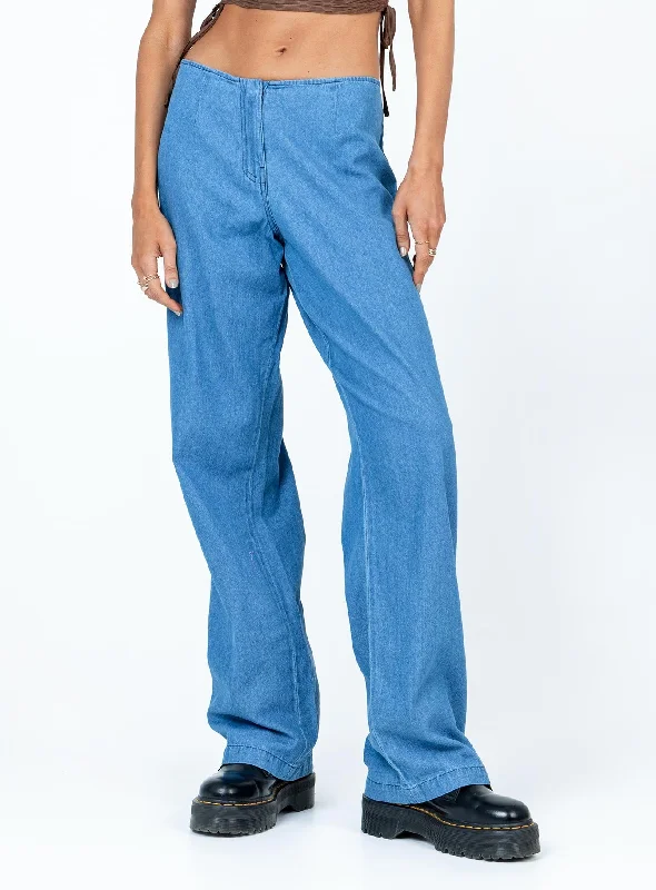 Motel Sedna Trouser Denim Stone Wash Blue