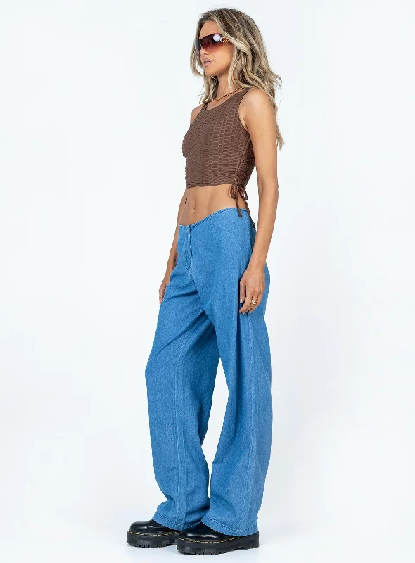 Motel Sedna Trouser Denim Stone Wash Blue