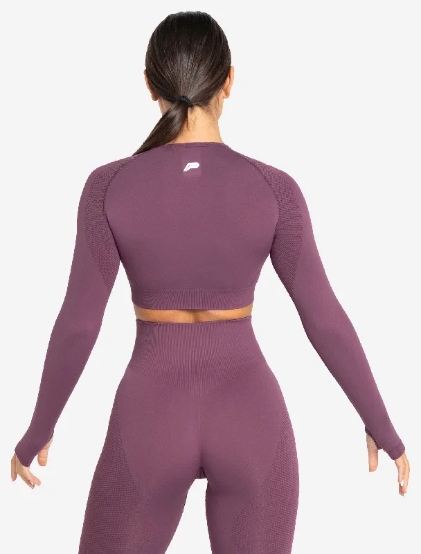 Move Seamless Long Sleeve Crop Top - Plum