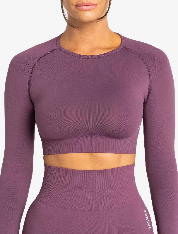 Move Seamless Long Sleeve Crop Top - Plum