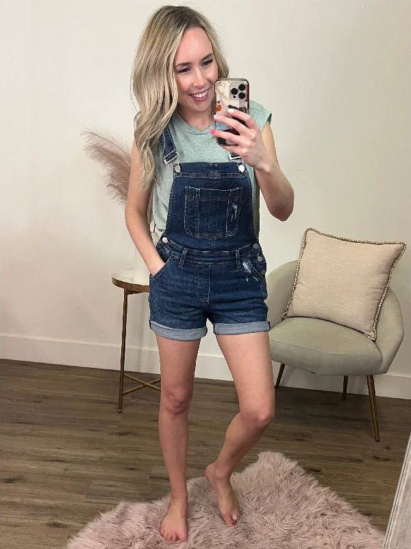 Judy Blue Hazel Double Cuff Overall Shorts