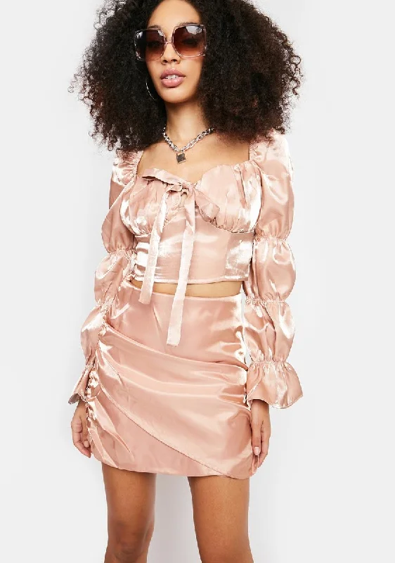 Nude Shimmer Mini Skirt