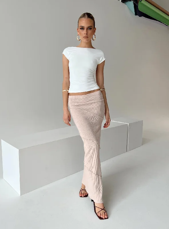 Oscar Split Maxi Skirt Beige