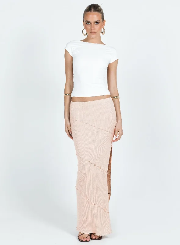 Oscar Split Maxi Skirt Beige