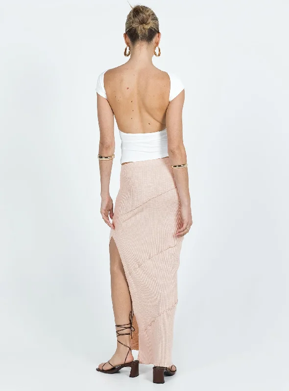 Oscar Split Maxi Skirt Beige