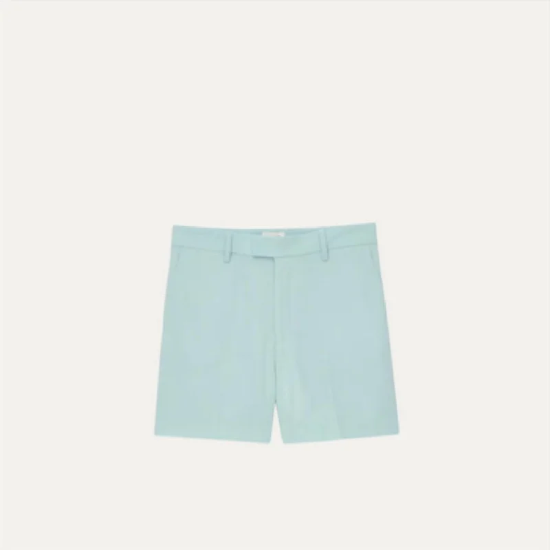 Please Crepe Shorts In Celadon Blue