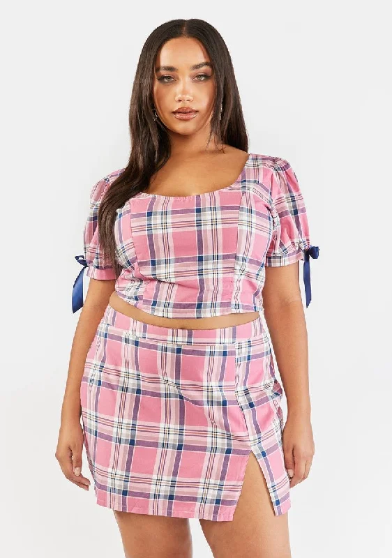 Plus French Exchange Plaid Mini Skirt