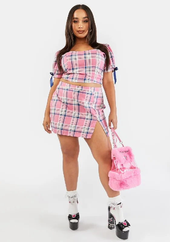 Plus French Exchange Plaid Mini Skirt