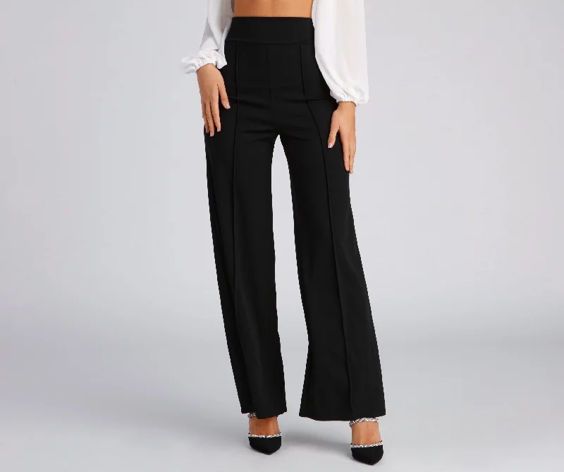 Pretty Preppy Twill Wide Leg Pants