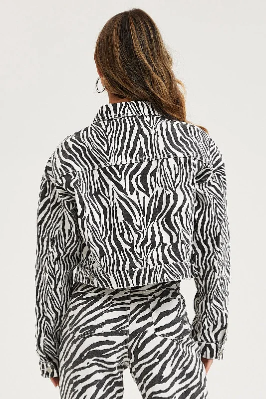 Print Demin Jacket Long Sleeve