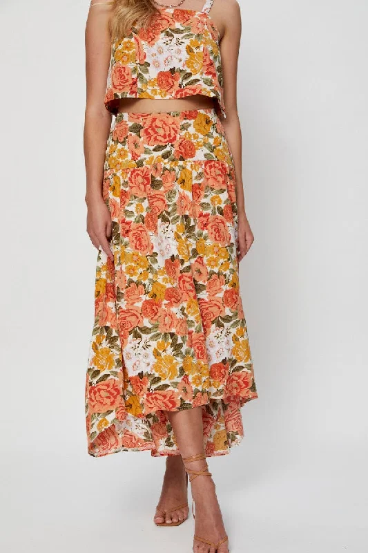 Print Maxi Skirt High Rise