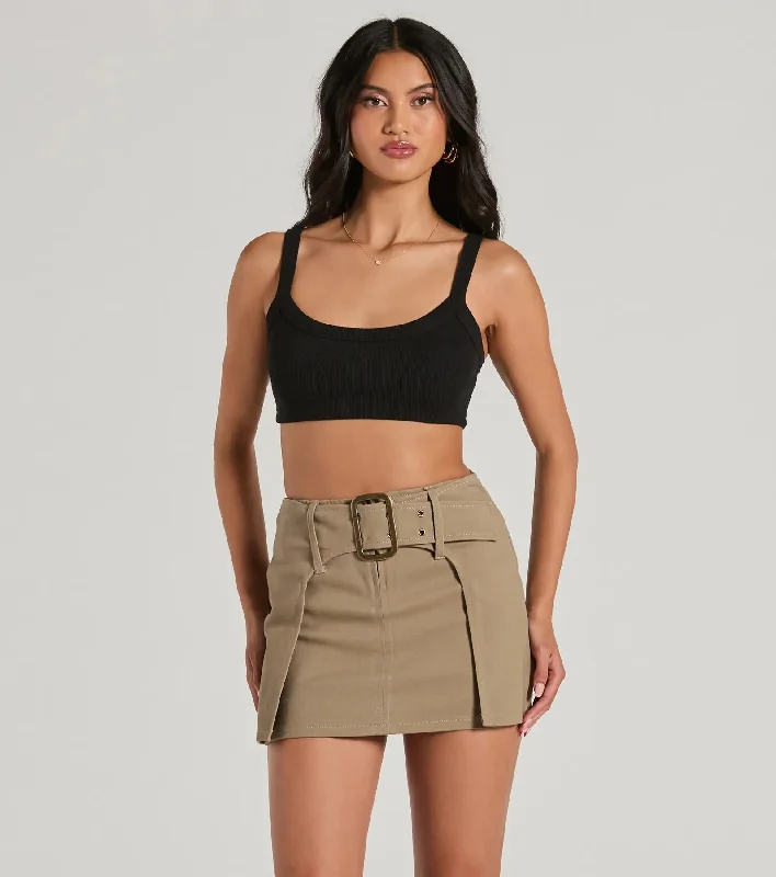 Refreshed Vibes High Rise Buckle Layered Mini Skirt