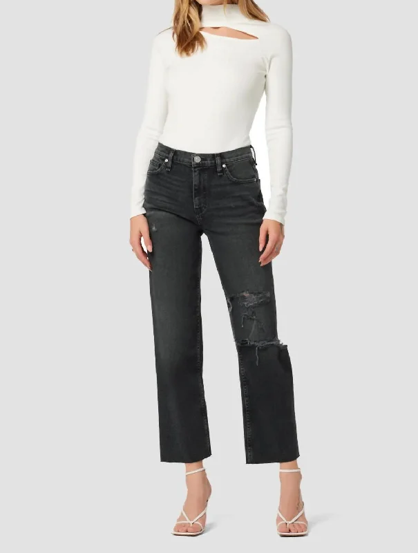 Remi High Rise Straight Jeans In Black Rain