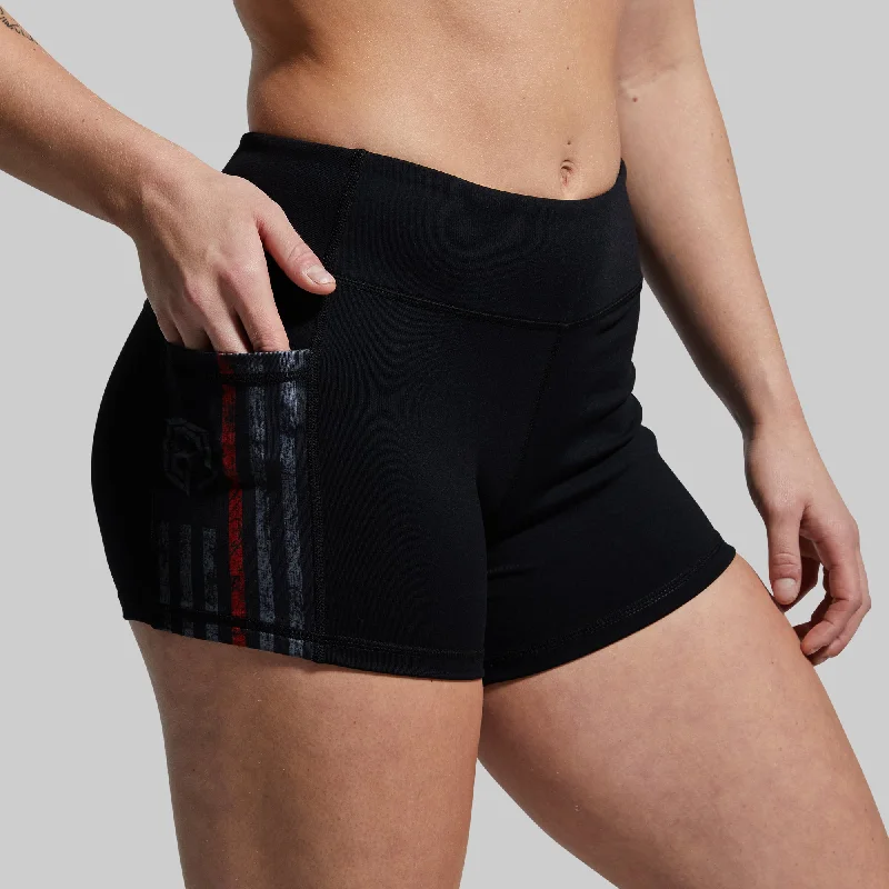 Rise & Grind Booty Short (Thin Red Line Gunmetal)