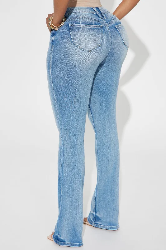 Someone New Booty Lifting Stretch Bootcut Jeans - Light Wash