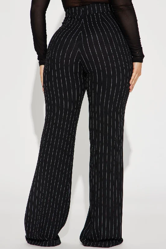 Victoria High Waisted Dress Pant Pinstripe - Black/White