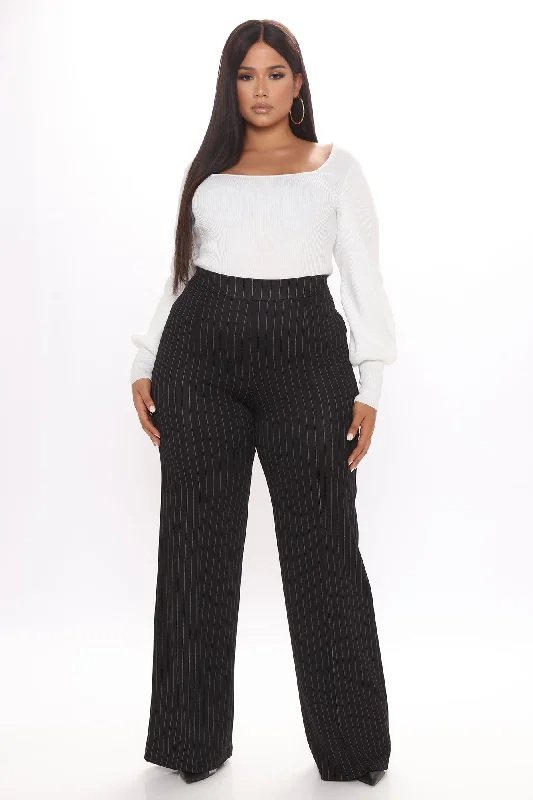 Victoria High Waisted Dress Pant Pinstripe - Black/White