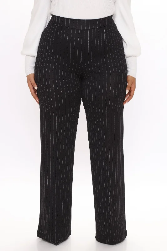 Victoria High Waisted Dress Pant Pinstripe - Black/White