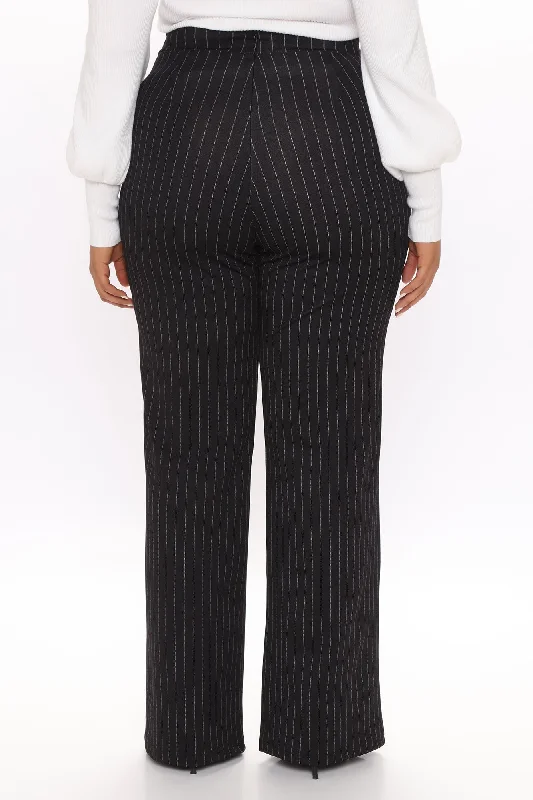 Victoria High Waisted Dress Pant Pinstripe - Black/White