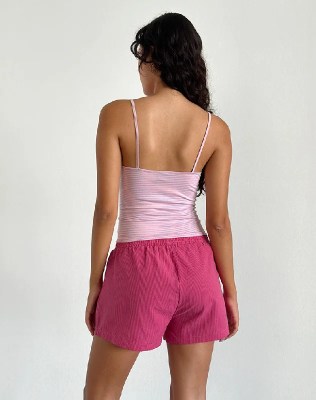 Voir Shorts in Poplin Red and Pink Stripe