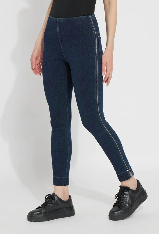 Women's Adele Slim Straight W/ Metallic Piping In Indigo