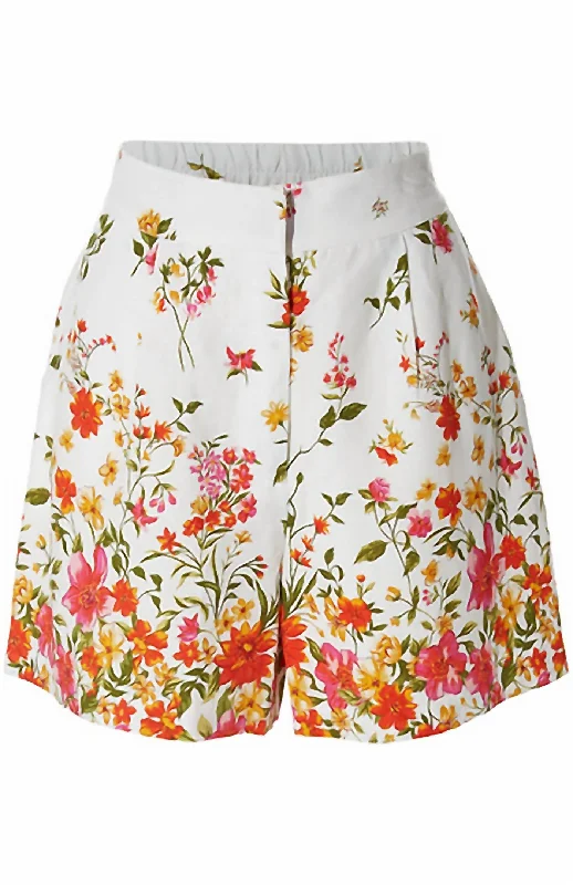 Women's Floral Shorts In Ivory Multi