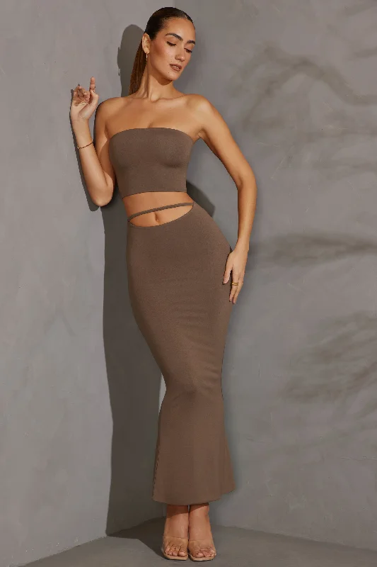 Cut Out Maxi Skirt in Taupe