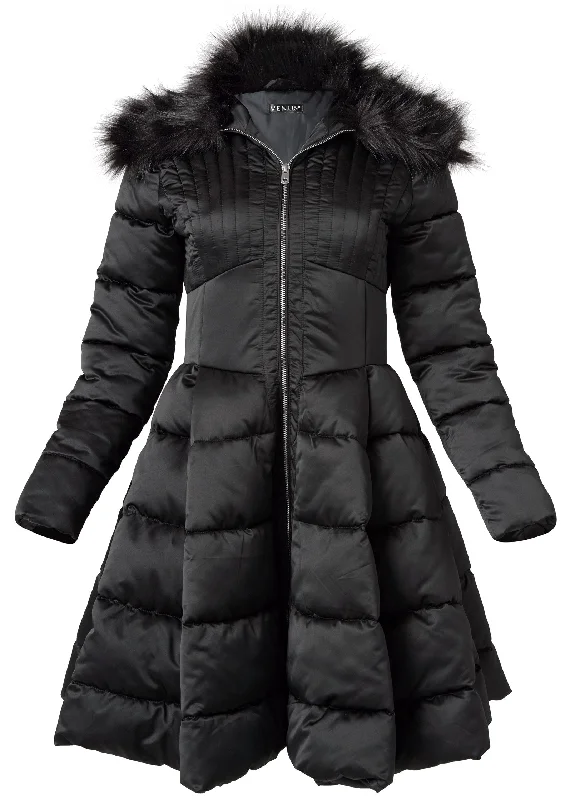 Peplum puffer coat - Black