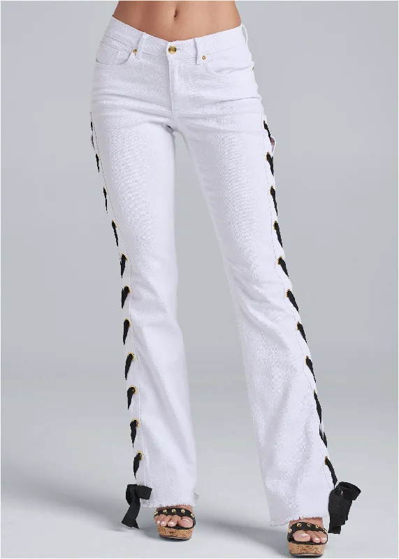 Lace up straight leg jeans - White Denim