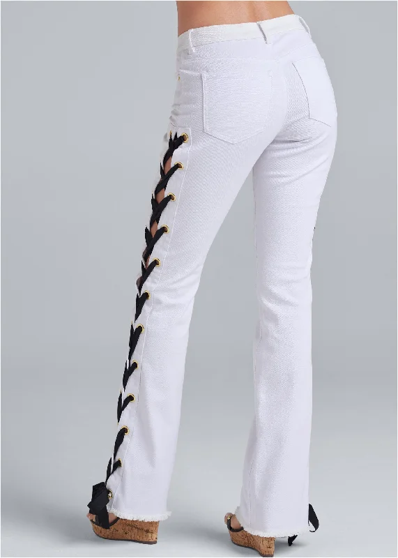 Lace up straight leg jeans - White Denim