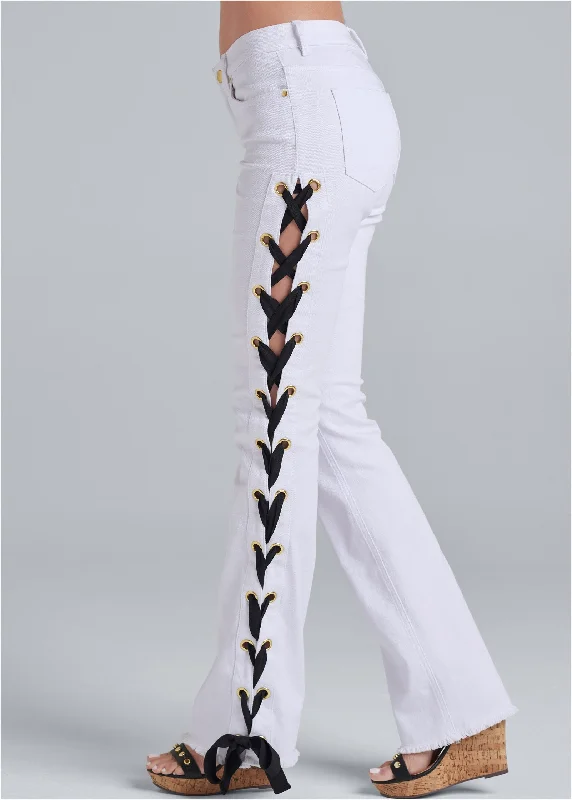 Lace up straight leg jeans - White Denim